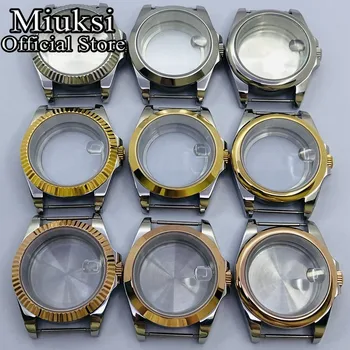 Miuksi 40 mm silver gold black watch prípade zafírové sklo fit NH35 NH36 NH34 ETA2824 PT5000 pohyb