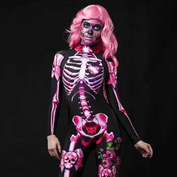 Zombie horor Kostra Jumpsuit Upír Kostým dámske oblečenie Nové Halloween Karnevalové Kostýmy pre Dospelých