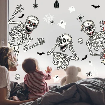 30×20 cm Halloween Sklo Okna Scény Rozloženie Múmiový Ghost Zombie Tekvica Spider Elektrostatické Okno Nálepky Halloween Party Decor