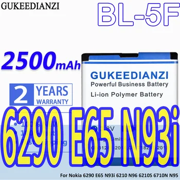 2500mAh Náhrada BL-5F BL5F BL 5F Batéria Telefónu pre Nokia N72, N78 N95, N93i E65 6210 6260S 6290 N96 N98 6710N+Sledovacie Číslo