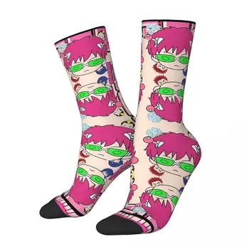 Ružová Anime Katastrofálne Život Saiki K Unisex Zimné Ponožky Hip Hop Šťastný Ponožky street štýl Crazy Ponožka