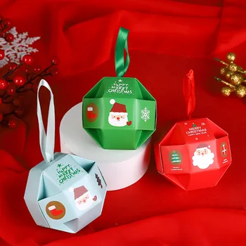 5 ks Vianočné Gule Tvar Dragee Darčeka Veselé Vianočné Pečenie Balenie Vrece Cukroví Boxy Vianočné Dekorácie pre Domov Navidad