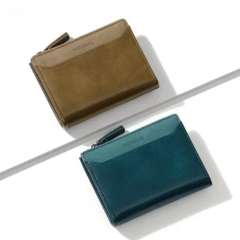 Jednoduché Dva-krát Kožené Multi-funkčný Zips Peňaženky Obchodné Prenosné Mužov PU Krátke Mince Peňaženky