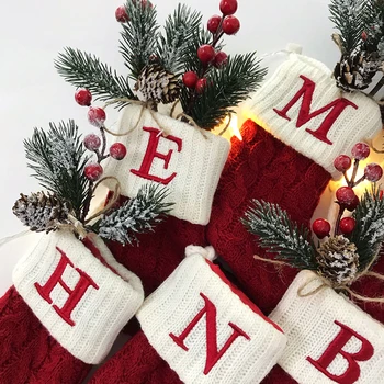 Vianočné Ponožky Vianočná Pančucha 2022 Vianočné Ozdoby Odolné Vysokej Kapacity Candy Bag Dekorácie Red White