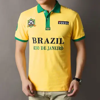 100% Bavlna Tričká Polo Tričká Brazília Futbalových Fanúšikov Nový Bežné Vyšívané Veľké Voľné Polo Tričko pánske Oblečenie, Topy & Tees
