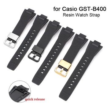 Živica Watchband Popruh pre Casio pre G-SHOCK Ocele Srdce GST-B400 Mužov Športové Nepremokavé Rýchle Uvoľnenie Gumový Náramok Príslušenstvo