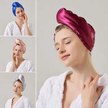 Solid Color rýchloschnúci Uterák Imitácia Hodvábu Sprcha Spp Absorpčné Suché Vlasy Klobúk pre Ženy Dospelých